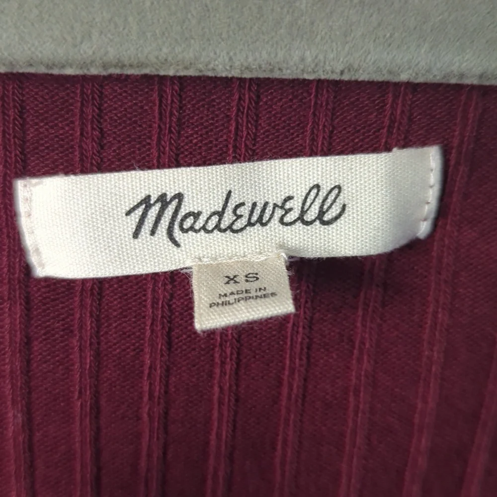 Madewell Ribbed Sweetheart Top Size XS - Cabernet - Picture 6 of 12